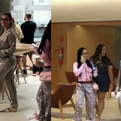 Tainá Militão vai ao cinema de pijama com as amigas