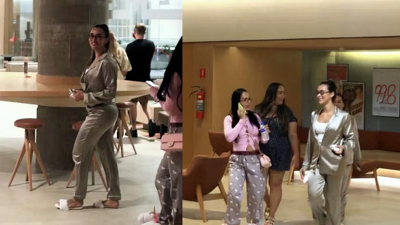 Tainá Militão vai de pijama ao cinema com as amigas — Foto: Edson Douglas/ AgNews