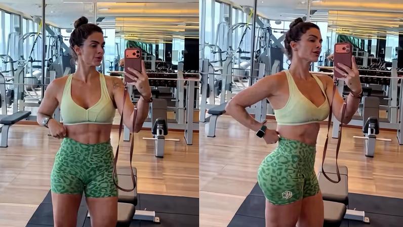 Nostálgica, Kelly Key posa na frente do espelho para mostrar 'pump' pós-treino ao som de sucesso dos anos 2000 — Foto: Reprodução/Instagram