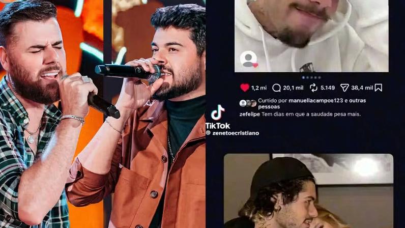 Zé Neto e Cristiano, Zé Felipe e Virginia — Foto: Reprodução/Instagram/@zenetoecristiano e Reprodução/TikTok