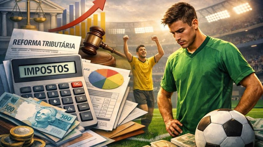 Novas regras da reforma tributária impactam jogadores de futebol (Foto: Arte/Lance!)