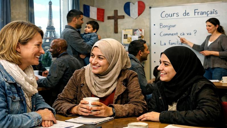 Imagem relacionada à missão entre refugiados.