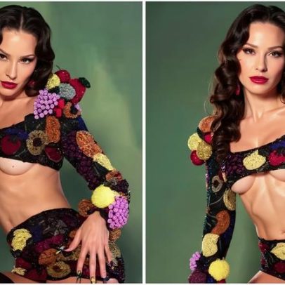 Sabrina Sato comemora 45 anos com look de decote invertido