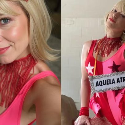Samara Felippo cai na folia com peruca loira e body