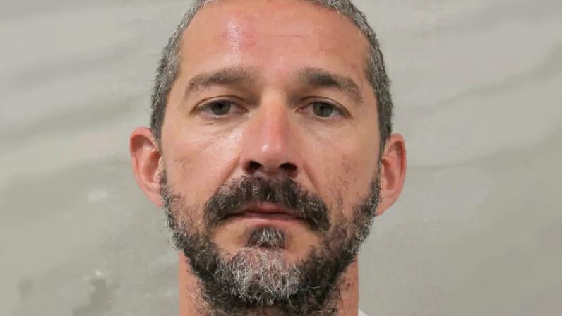 Mugshot of Shia LaBeouf with a beard and mustache.