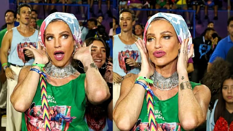 Luana Piovani faz caras e bocas em noite de retorno à Sapucaí; fotos