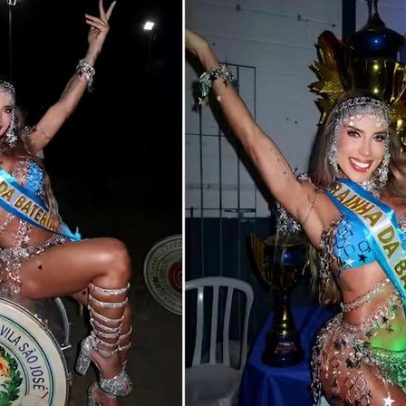 Tati Minerato é coroada rainha de bateria em Taubaté no Carnaval 2026