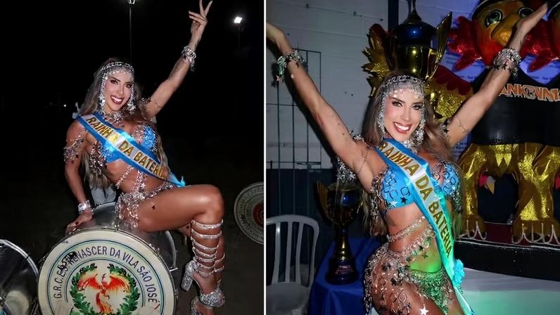 Tati Minerato é coroada rainha de bateria da escola de samba Renascer da Vila São José, em Taubaté (SP) — Foto: Divulgação