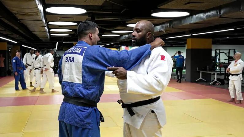Teddy Riner treina no CT Time Brasil (Foto: Gabriel Augusto/COB)