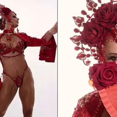 Viviane Araujo realiza último ensaio técnico com Salgueiro e mostra fantasia
