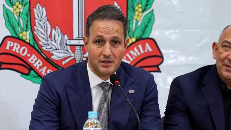 Guilherme Derrite, durante evento enquanto era secretário da Segurança Pública de SP — Foto: Marcelo Estevão/TheNewsS2/Estadão Conteúdo