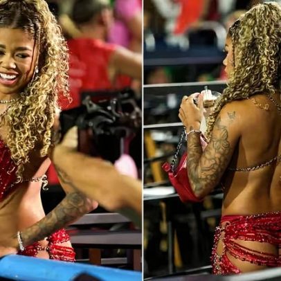 Vivi Noronha, recém-separada de MC Poze, usa visual ousado com adesivos