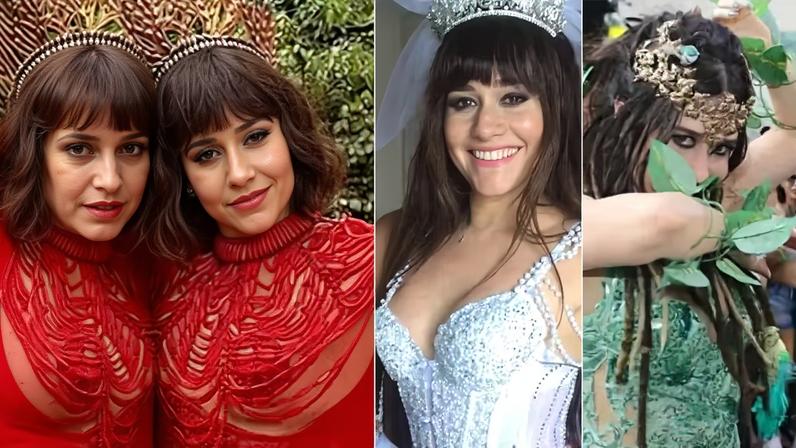 Alessandra Negrini é rainha do bloco Acadêmicos do Baixo Augusta — Foto: Reprodução/Instagram e Thiago Duran/AgNews