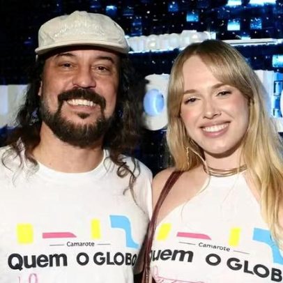 Gabriel O Pensador curte folia na Sapucaí com a esposa influencer
