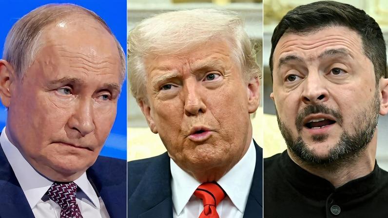 Putin, Trump e Zelensky –Fotos: AFP