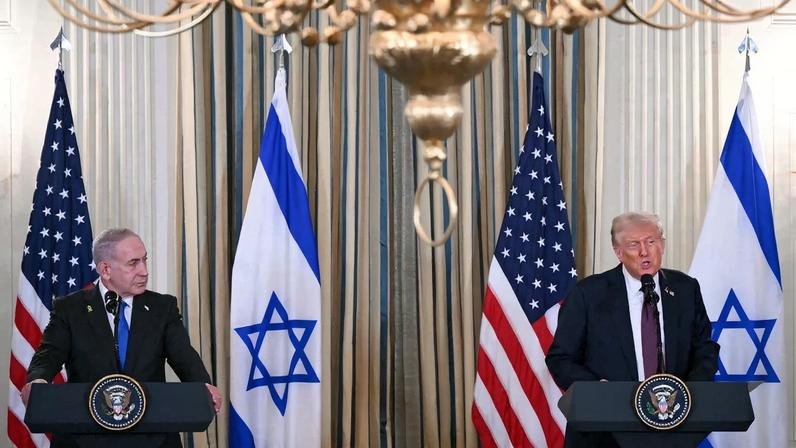 O presidente dos Estados Unidos, Donald Trump, e o primeiro-ministro israelense Benjamin Netanyahu. Foto: Andrew Caballero-Reynolds/AFP