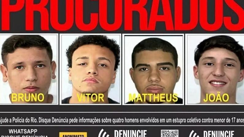 02.mar.26 - Polícia Civil do Rio divulgou imagens dos quatro jovens suspeitos de praticar estupro coletivo contra adolescente em Copacabana