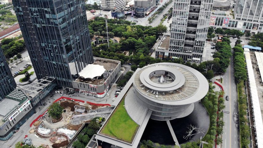 A rendering of Róng Museum (bottom building) in Shenzhen’s Houhai district, part of the M80 cultural complex, is slated to open in 2027; the museum, which will be run by Pi Li, its founding director, will occupy a total floor area of around 4,500 square metres