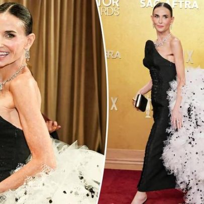 Demi Moore chama atenção com look dramático no SAG Awards 2026