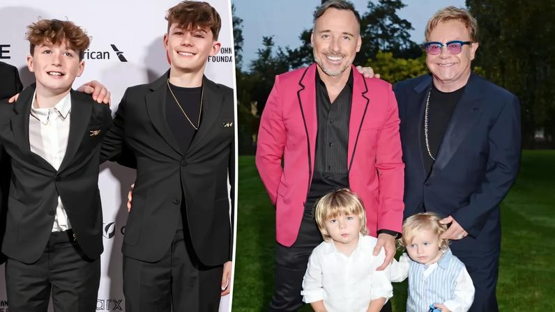 Elton John and David Furnish’s sons, Zachary and Elijah (pictured here in a photo from March 2025), posed for a new family portrait obtained by People.