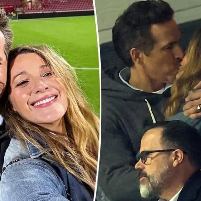 Blake Lively e Ryan Reynolds se beijam em jogo de Wrexham durante drama legal