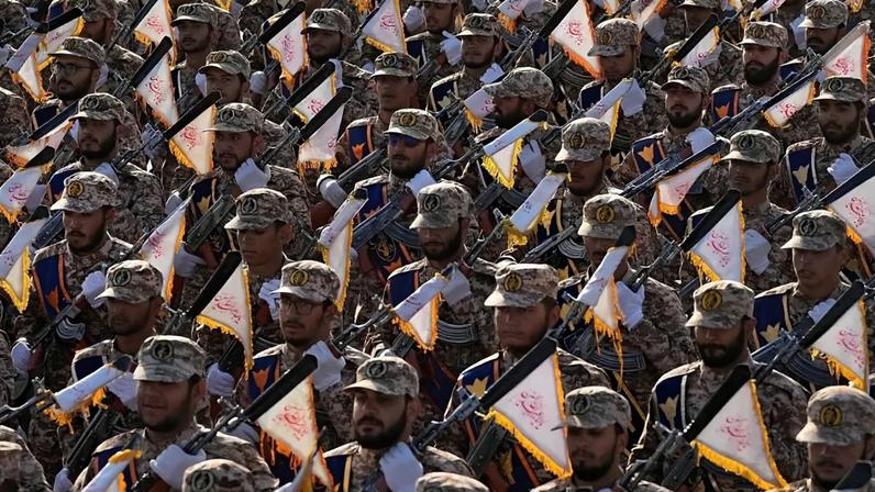 Iranian Revolutionary Guard members march during an annual military parade outside Tehran, 21 September, 2024