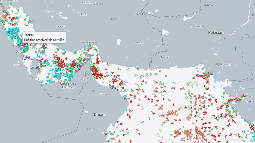 Tráfego de embarcações no Estreito de Hormuz diminui, mostra timelapse