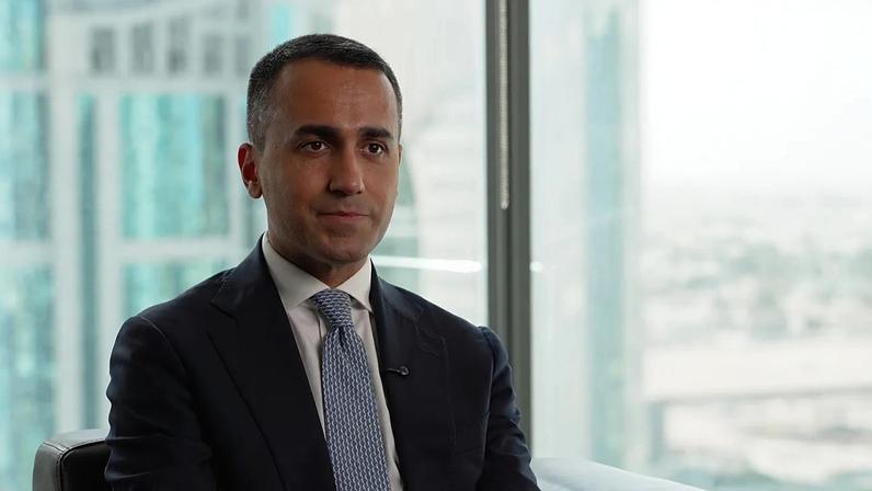 EU special envoy to the Gulf region Luigi Di Maio in an interview with Euronews in Doha, 27 March 2026