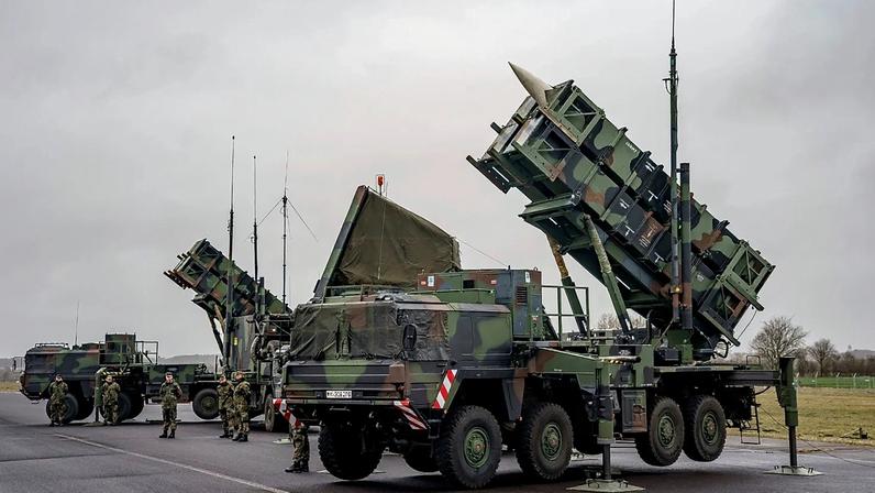 FILE - "Patriot" anti-aircraft missile systems of the German forces Bundeswehr in Schwesing, Germany, March 17, 2022.
