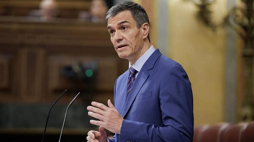Pedro Sánchez in the Congress of Deputies on 25 March 2026, during his address explaining Spain's stance on the war in Iran.