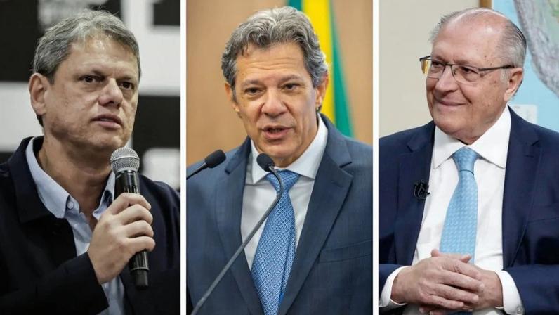 Pesquisa testa Tarcísio, Haddad e Alckmin para o governo de SP em 2026.