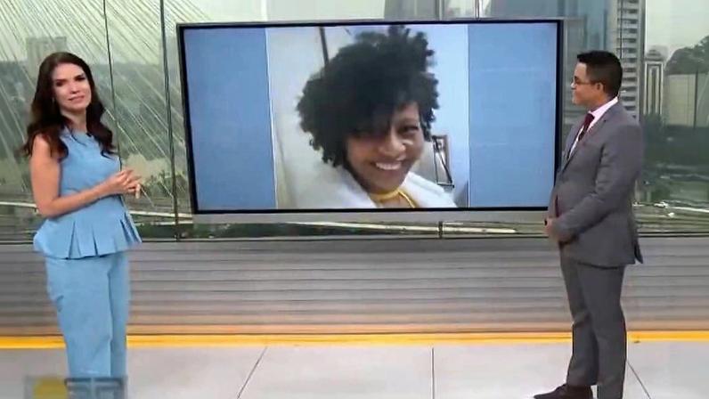 Sabina Simonato chora ao vivo no Bom Dia SP