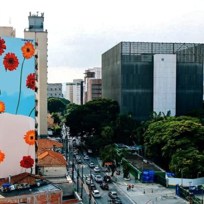 Mural gigante homenageia Gilberto Gil em São Paulo