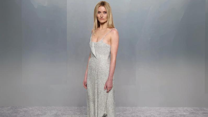 Sarah Pidgeon wore custom Calvin Klein at the Vanity Fair Oscar Party 2026.