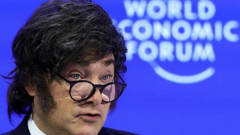 21.jan.2026 - Javier Milei discursa no Fórum Econômico de Davos