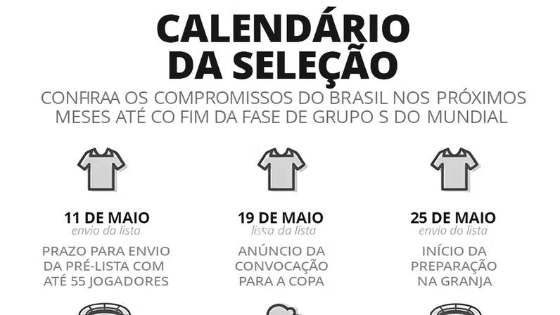 Programação da seleção brasileira até a Copa do Mundo — Foto: Infoesporte