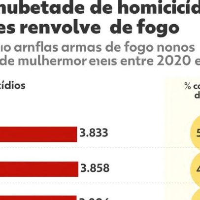 Arma de fogo foi usada em 47% dos homicídios de mulheres no Brasil, aponta estudo
