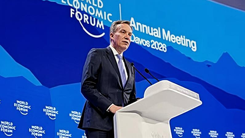 FILE - CEO of the World Economic Forum Borge Brende talks during of the Annual Meeting of the World Economic Forum in Davos, Switzerland, 20 January 2026.