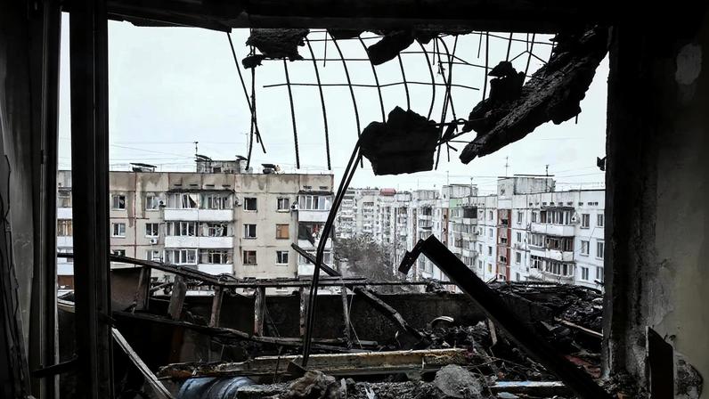 The interior of the damaged flat in an apartment building hit by a Russian drone strike, amid Russia's attack on Ukraine, in Zaporizhzhia, Ukraine February 26, 2026. REUTERS/Stringer