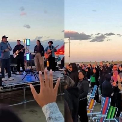 Culto ao amanhecer atrai multidão em praia do RS; fiéis dizem ter aceitado Jesus