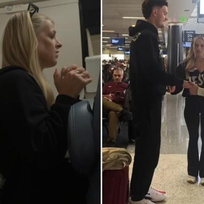 Cristã ora por passageiros em aeroporto, diz ter recebido orientação divina
