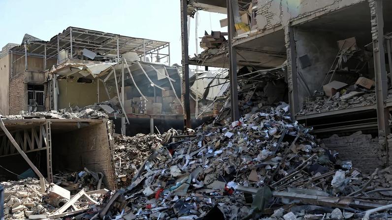 Aftermath of an Israeli and the U.S. strike on a police station in Tehran