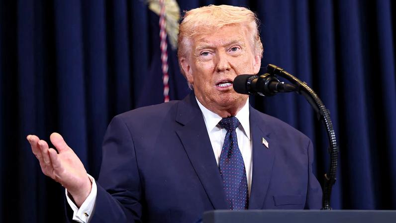 U.S. President Donald Trump speaks during a press conference at Trump National Doral Miami in Miami, Florida, U.S., March 9, 2026. REUTERS/Kevin Lamarque