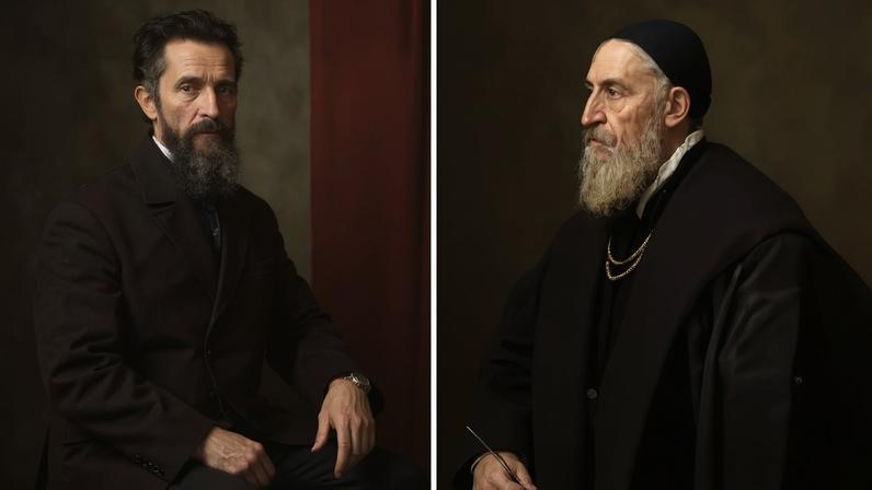 A portrait of Michelangelo (around 1575), attributed to Daniele da Volterra, and Titian's self-portrait (around 1562) Metropolitan Museum of Art, New York; Museo del Prado, Madrid