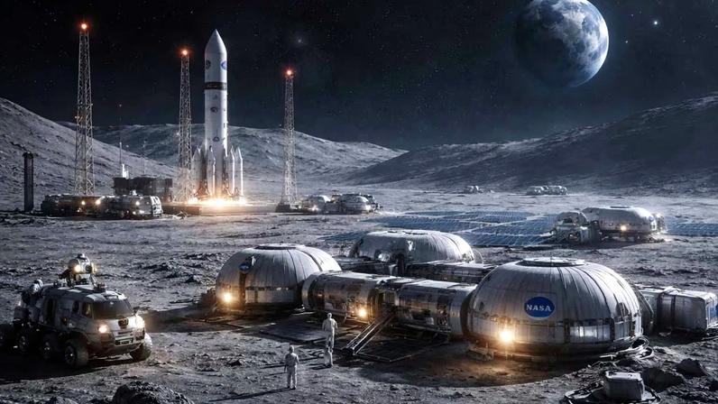 NASA prioriza base lunar e redefine planos da exploração espacial moderna (Imagem: Fala Ciência via ChatGPT)
