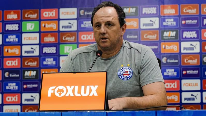 Rogério Ceni em entrevista coletiva após classificação à final do Baiano — Foto: Letícia Martins/EC Bahia