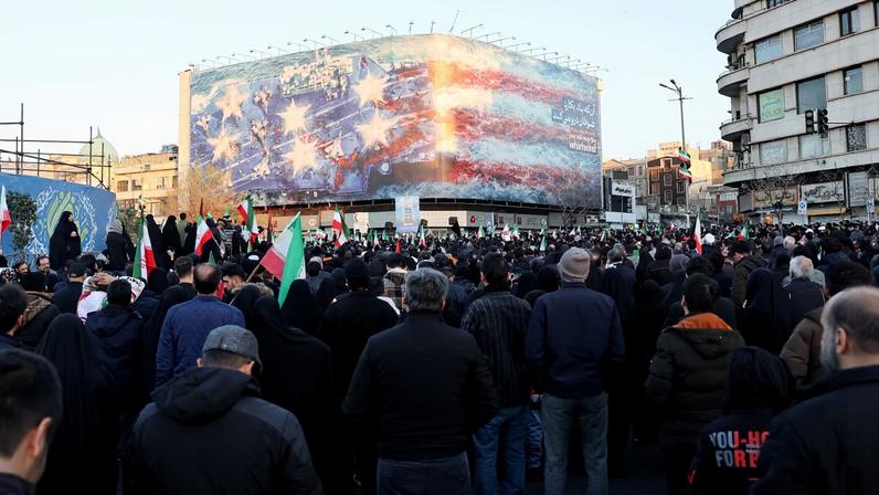 People react as they gather at the Enghelab Square, after Iran's Supreme Leader Ayatollah Ali Khamenei was killed in Israeli and U.S. strikes on Saturday, in Tehran, Iran, March 1, 2026. Majid Asgaripour/WANA (West Asia News Agency) via REUTERS
