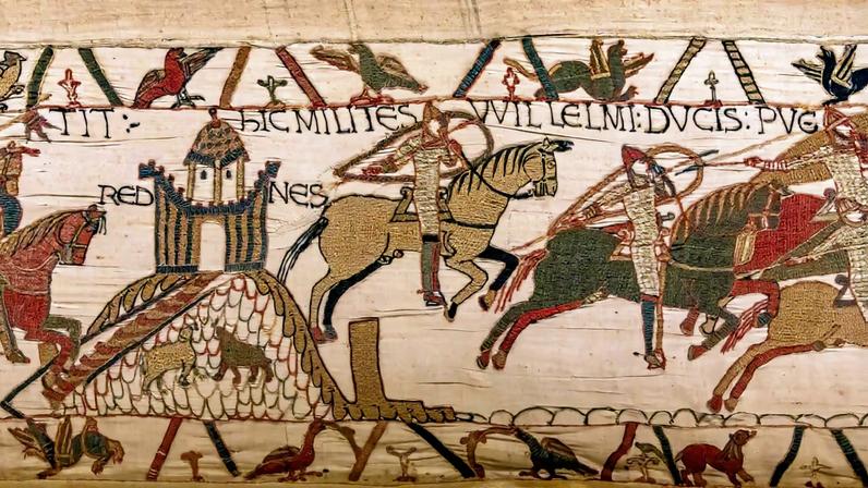 The tapestry celebrates William the Conqueror’s victory in the Battle of Hastings in 1066