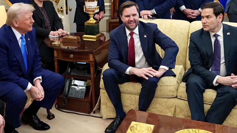 Trump comprou sapatos novos para Vance (à direita) e Rubio (à esquerda)