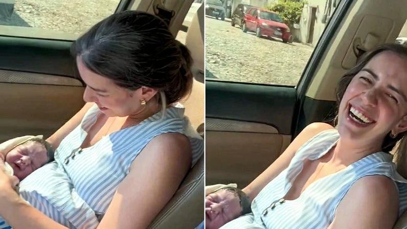Rebeca deu à luz no carro — Foto: Reprodução/Instagram